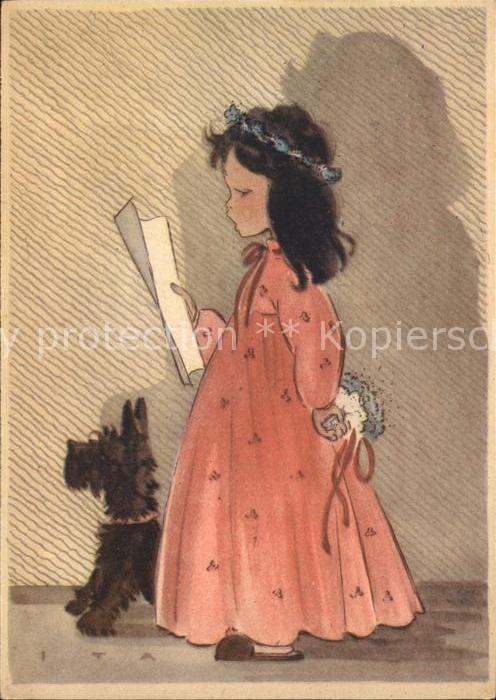 Hunde Kind Mädchen Blumen
