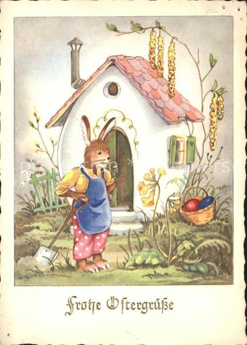 Vermenschlicht Hase Gärtner Ostereier Ostern Schlüssel