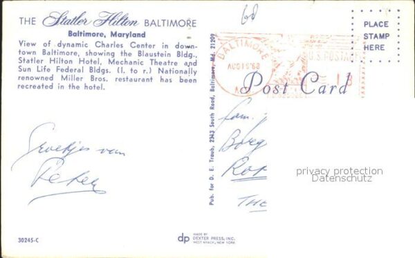 Baltimore Maryland Statler Hilton – Bild 2