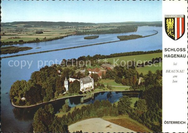 Braunau Inn Oberoesterreich Fliegeraufnahme mit Schloss Hagenau