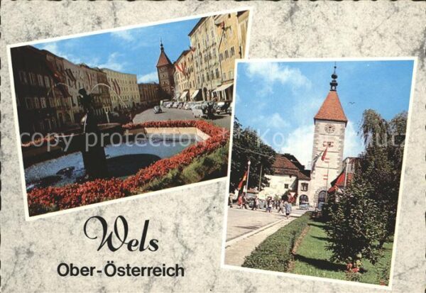 Wels Oberoesterreich Platz mit Ledererturm