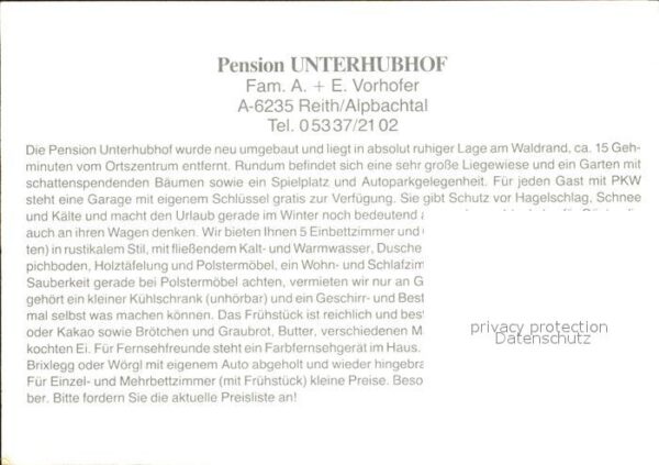 Reith Alpbachtal Pension Unterhubhof – Bild 2