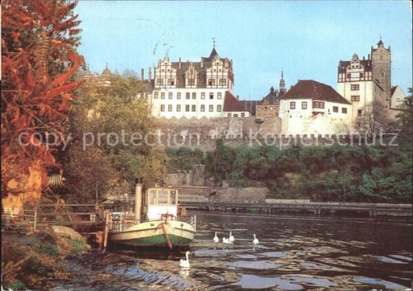 Bernburg Saale Schloss Bootsanleger Schwäne