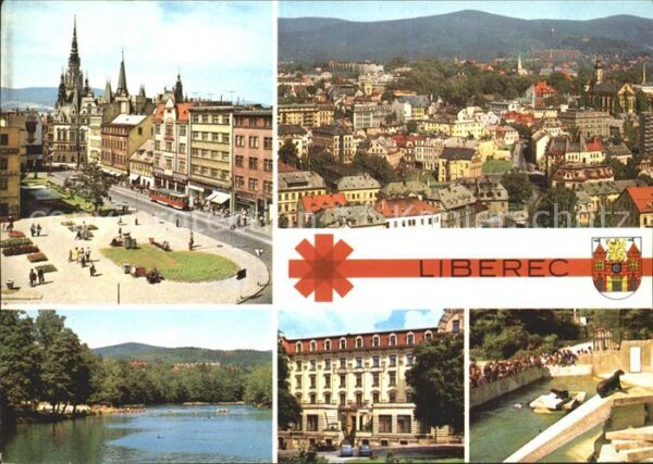 Liberec Saldovo namesti s radnici Pohled na cas