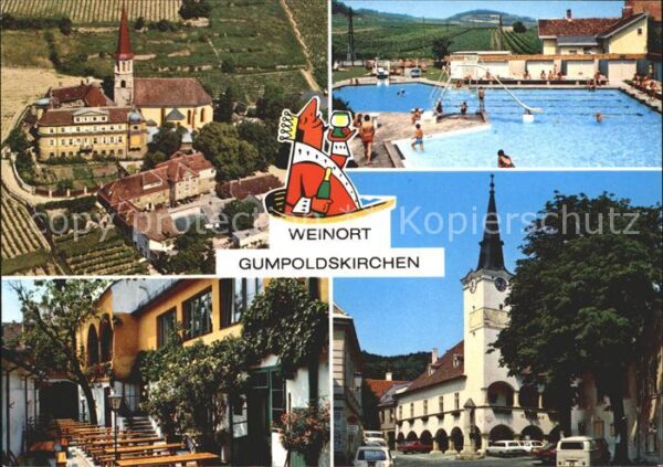 Gumpoldskirchen Niederoesterreich Fliegeraufnahme Schwimmbad Weinrestaura
