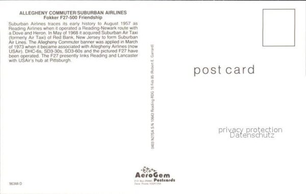 Flugzeuge Zivil Allegheny Commuter Suburban Airlines Fo – Bild 2