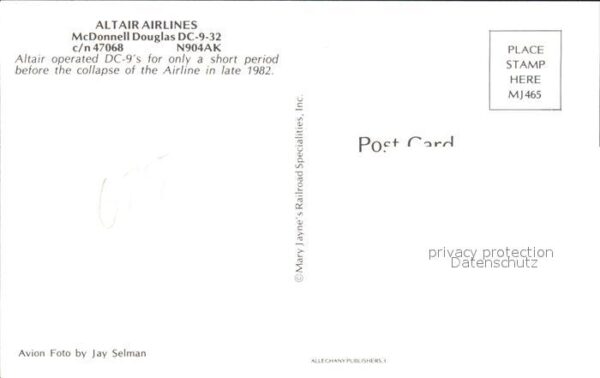 Flugzeuge Zivil Altair Airlines Mcdonnel Douglas DC-9-3 – Bild 2
