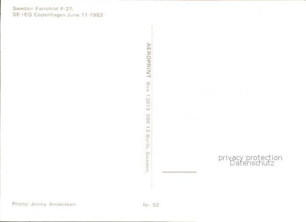 Flugzeuge Zivil SWED AIR F-27 SE-IEG – Bild 2