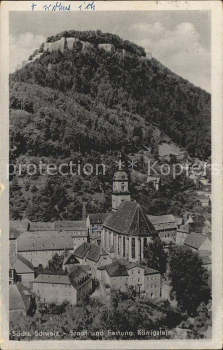 Koenigstein Saechsische Schweiz Stadt mit Festung