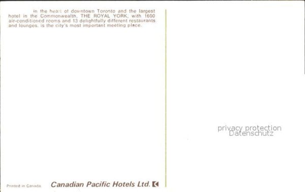 Toronto Canada Royal York Hotel – Bild 2