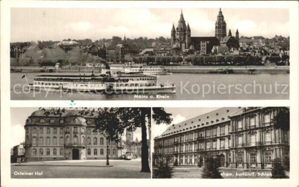 Mainz Rhein Teilansicht Dom Fahrgastschiff Osteiner