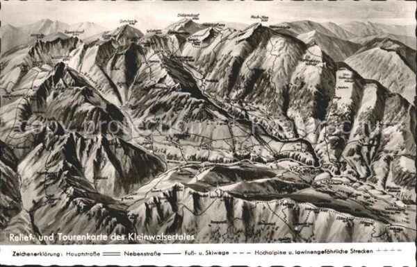 Kleinwalsertal Vorarlberg Relief und Tourenkarte