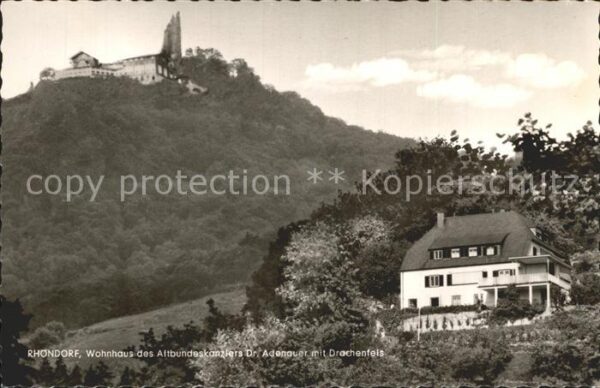 Rhoendorf Wohnhaus Dr Adenauer mit Drachenfels