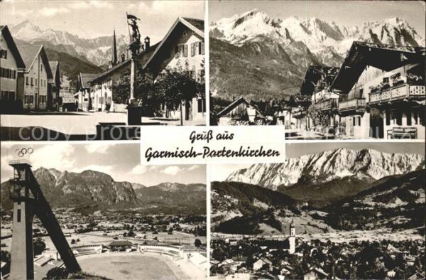 Garmisch-Partenkirchen Teilansichten mit Alpenpanorama Skispru