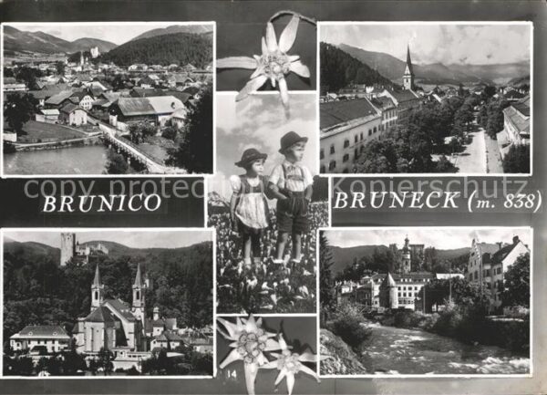Bruneck Teilansichten Kirche Kinder Trachten Ed