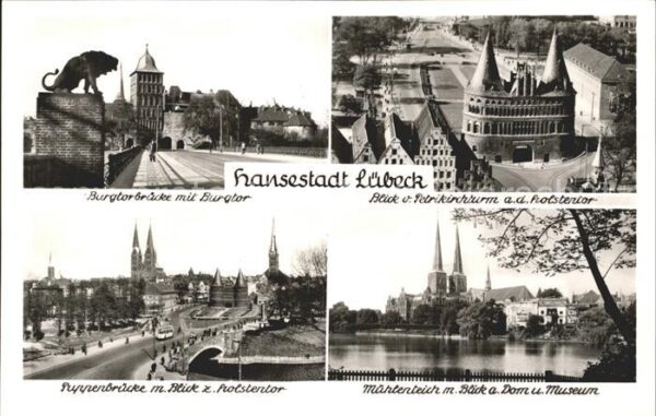 Luebeck Burgtorbrücke Burgtor Petrikirche Holst