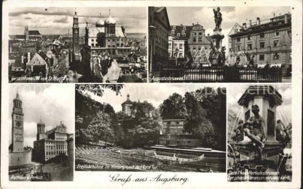 Augsburg Gesamtansicht Augustusbrunnen Rathaus F