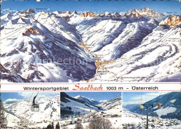Saalbach-Hinterglemm Panoramakarte Schwebebahn Ortsansicht S