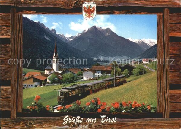 Telfes Stubai Panorama mit Stubaitalbahn Stubaier Alp