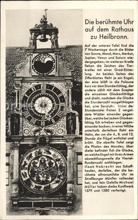 Heilbronn Neckar Berühmte Uhr auf dem Rathaus