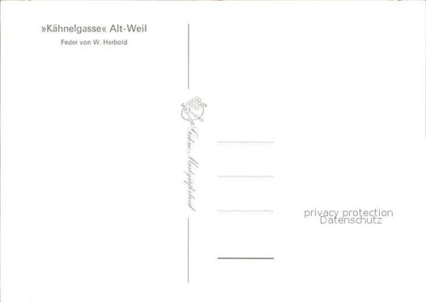 Alt Weil Rhein Kähnelgasse Federzeichnung von W Herbol – Bild 2