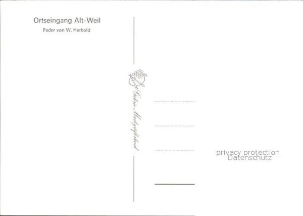 Alt Weil Rhein Ortseingang Kirche Federzeichnung von W – Bild 2