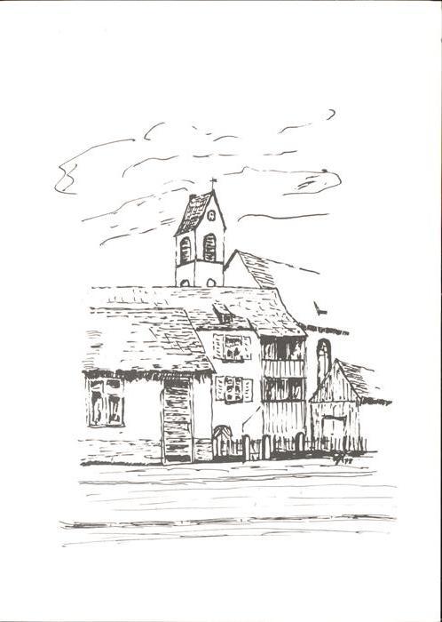 Alt Weil Rhein Evangelische Kirche Federzeichnung von
