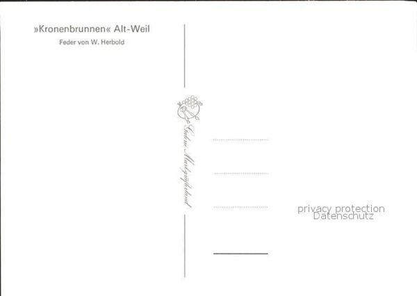 Alt Weil Rhein Kronenbrunnen Federzeichnung von W Herb – Bild 2