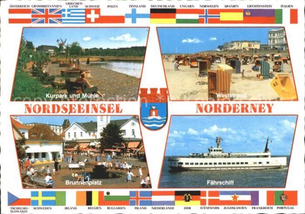 Norderney Nordseebad Kurpark Mühle Weststrand Strandkorb Fäh