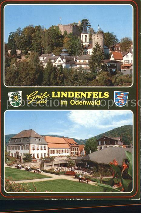 Lindenfels Odenwald Blick zur Burg Kirche Hotel Restaurant