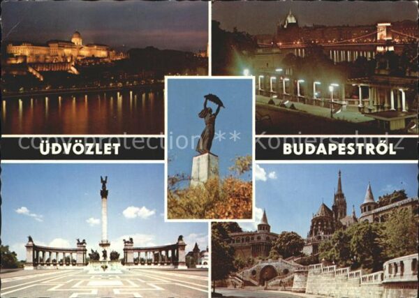Budapest Burgpalast Brücke Nachtaufnahme Heldenp
