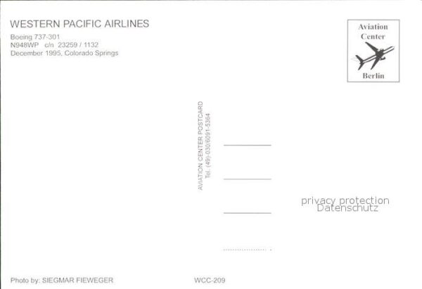 Flugzeuge Zivil Western Pacific Airlines Boeing 737-301 – Bild 2