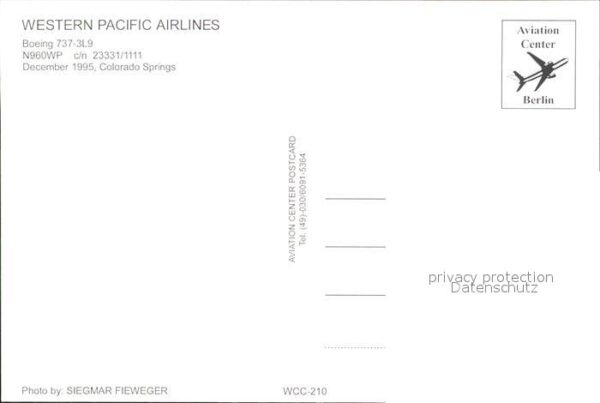 Flugzeuge Zivil Western Pacific Airlines Boeing 737-3L9 – Bild 2