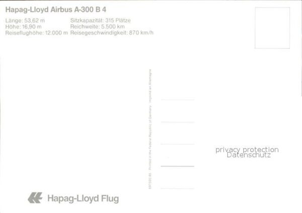 Flugzeuge Zivil Hapag-Lloyd Airbus A-300 B4 – Bild 2