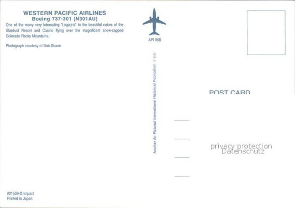 Flugzeuge Zivil Western Pacific Airlines Boeing 737-301 – Bild 2