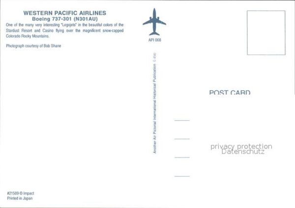 Flugzeuge Zivil Western Pacific Airlines Boeing 737-301 – Bild 2