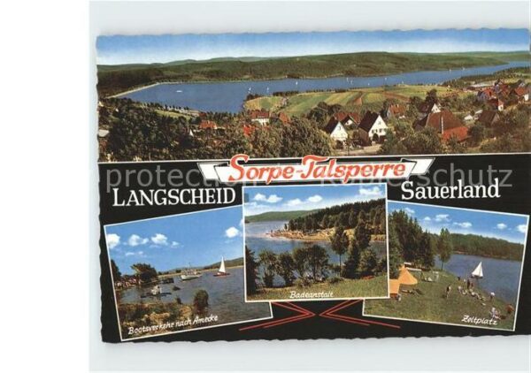 Langscheid Sorpesee Panorama Sorpetalsperre Bootsverkehr na