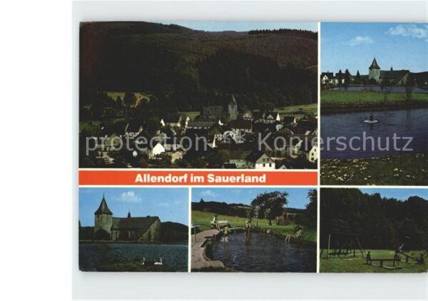 Allendorf Sauerland Ortsansicht Kirche Swimmingpool Spielpl
