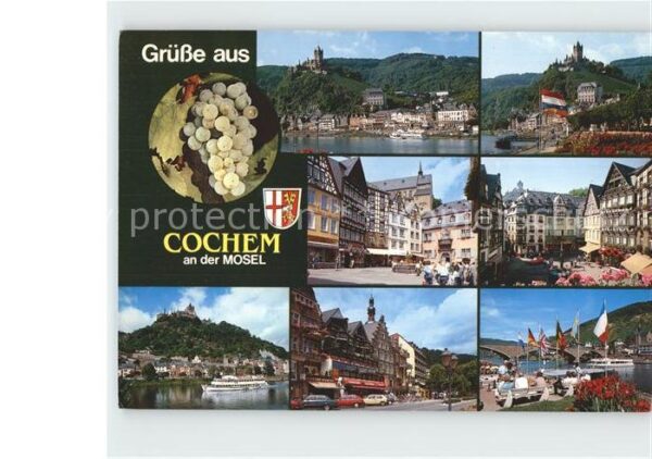 Cochem Mosel Burg Marktplatz Moselpartie Teilansicht