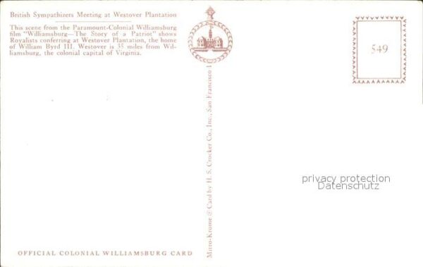 Williamsburg Virginia British Sympathizers Meeting at Westove – Bild 2