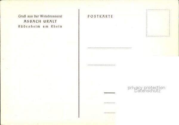 Ruedesheim Rhein Künstlerkarte Weinbrenneri Asbach Uralt – Bild 2
