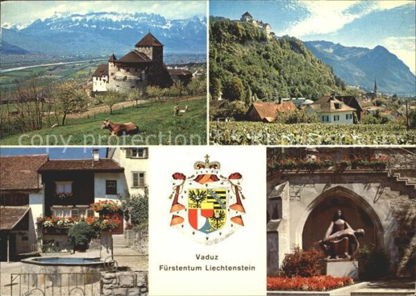 Vaduz Schloß Mittagspitze Kirchenpartie Brunn
