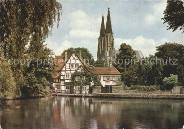 Soest Arnsberg Mühle am großen Teich mit Wiesenkirche