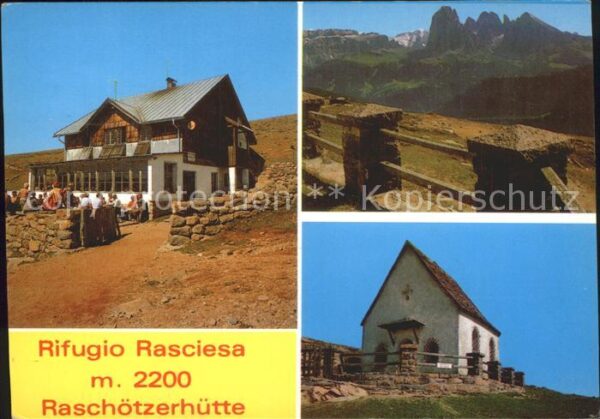 Raschoetzhuette Rifugio Resciesa Sassolungo Chiesetta Santa Croce Heilig