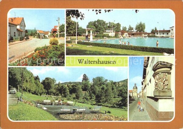 Schnepfenthal Teilansicht Schwimmbad Unkenteich Wappe