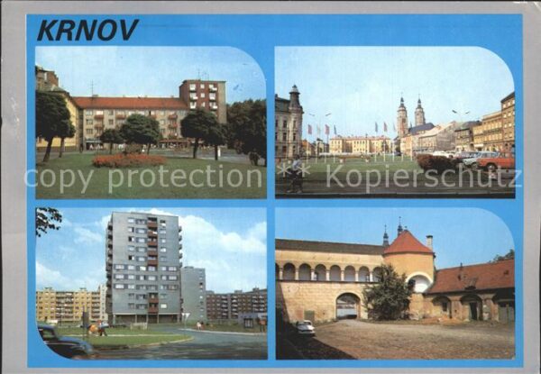 Krnov Teilansichten Hochhaus Platz Kirchtürme