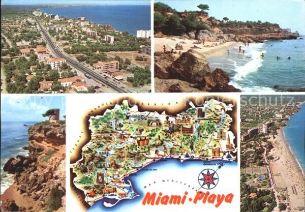 Miami Playa Strand Küste Landkarte Fliegeraufnahme