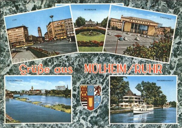 Muelheim Ruhr City Blumenuhr Stadthalle Schlossbrücke