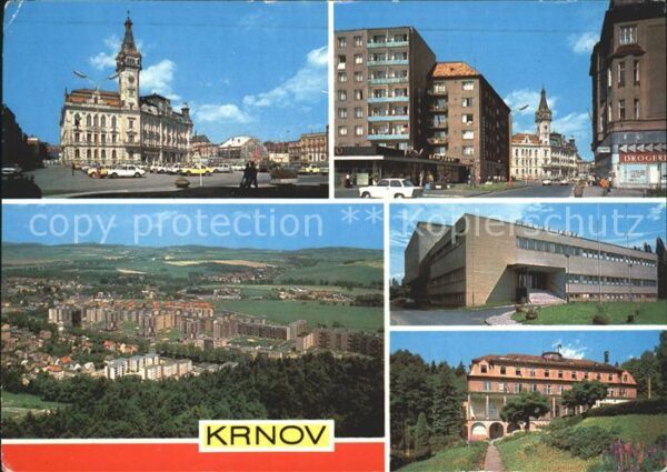 Krnov Rathaus Strassenpartie Panorama Gebäude