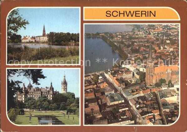 Schwerin Mecklenburg Fliegeraufnahme Kirche Burgsee Schloss